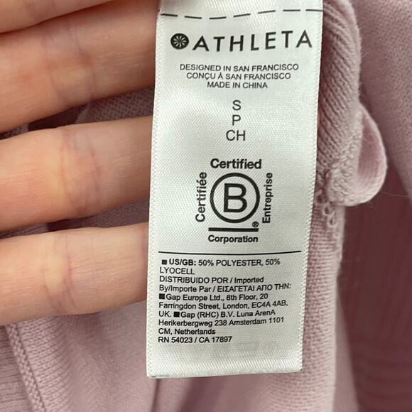 Athleta S Evergreen Sweater Hoodie Hydrangea Pink 531705 - Picture 10 of 12